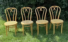 Vintage ZOM Radomsko Thonet Bentwood Cane Four Cafe/Bistro Sweetheart Chairs MCM