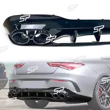 Gloss Black Rear Diffuser for Mercedes CLA C118 CLA200 CLA250 CLA35 2020-2024 (For: 2020 CLA35 AMG)