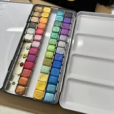 New Handmade Metallic Watercolors -34 paints In New Tin Palette