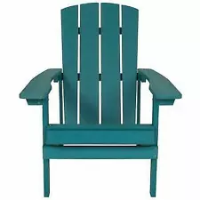 Flash Furniture Charlestown All-Weather Adirondack Chair in Sea Foam Faux Wood