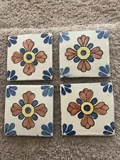 4 very old glazed tiles from an estate near Martha's Vineyard Massachusetts