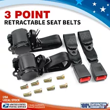 2x black Universal 3 Point Retractable Seat Belts Fit For Dodge Durango 1998-19 (For: 1999 Chevrolet Express 1500)