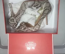 COACH BIEGE SNAKESKIN WOMENS HEELS SIZE 9 B NIB BOWS TAN WORN ONCE FOR MODELING