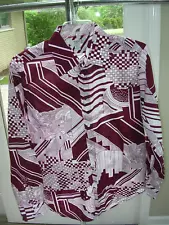 #BB Vintage Men’s 70’s disco style Long Sleeve Shirt ~ Zany geometric print XL