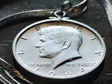 1964 Silver Kennedy Half Dollar on a 30" Italy Sterling Silver Flat Chain