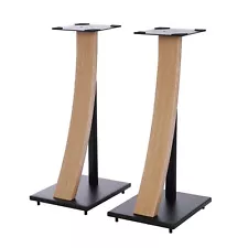 New ListingEXIMUS One Pair Fixed Height Universal Speaker Floor Stands with Real Wood - ...