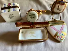 VINTAGE Lot of 5 Limoges France Trinket Boxes Porcelain RARE