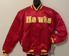 Vintage NBA ATLANTA HAWKS STARTER SATIN LETTER Jacket NEW Old Stock NWT X-LARGE