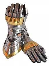 Medieval Artiulated Gauntlets with Brass Accents, Father's Day