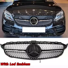 Front Grille Grill W/LED Star 2015-2018 For Mercedes Benz W205 C43AMG C250 C300