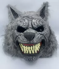 Halloween Werewolf Bad Wolf Gray Face Mask w Moveable Jaw Mouth Cosplay