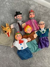 Lot Of 6 Vintage Mr. Rogers Neighborhood Hand Puppets Plastic Rubber Heads