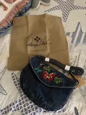 NWT PATRICIA NASH HEALEY SMALL CROSSBODY BAG DENIM EMBROIDERED Butterflies