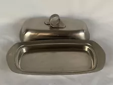 Vtg Gense Stainless Steel Butter Dish For a 1/4 Of Butter Stick With Lid Sweden