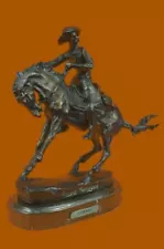 COWBOY" by FREDERIC REMINGTON! DETAILED BRONZE COWBOY & BRONCO! HIS BEST ARTWORK