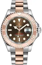 Rolex Yacht-Master Brown Dial Rose Gold Bezel Mens Dress Watch For Sale Online