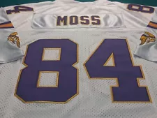 RANDY MOSS MINNESOTA VIKINGS AWAY JERSEY, XL, ORIGINAL TYPE, SEWN, QUALITY NFL 