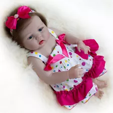 Real Life Like Reborn Baby Dolls Full Body Silicone Vinyl Newborn Girl Doll 22in