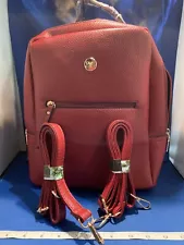 SALE-EC Ella Charles Leather Backpack, Burgundy/Red, Gift For A Special Person