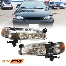 For 1998-2000 Toyota Corolla JDM Black Headlights+Corners Lamps Set Left+Right