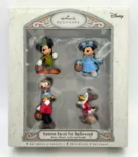 Hallmark Disney Famous Faces for Halloween Ornament Set of 4 Mickey Goofy 2007