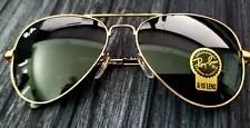 Ray-Ban Italy Sunglasses Gold Black Aviator Never Worn