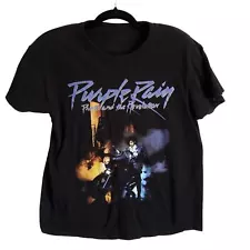 Prince Purple Rain Motorcycle Album Cover Retro Black T-Shirt Men's Medium