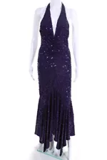 Michael Kors Purple Sequin Halter Gown Size 4 from eBay Endless Runway