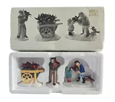 DEPT 56 SNOW VILLAGE POINSETTIAS FOR SALE SET OF 3 VILLAGE ACCESSORY Chip Cart