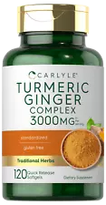 Turmeric Curcumin & Ginger Complex 3000mg | 120 Softgels | by Carlyle