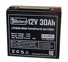 TOBattery 12V 30AH LiFePO4 Lithium Iron Phosphate Deep Cycle Battery 24/36/48V