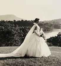 Gorgeous Woman Hoop Dress Bridal Gown Wedding Fashion Snapshot Photograph c1950