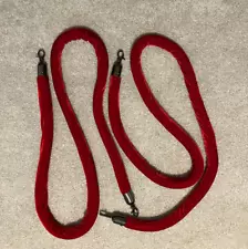 Lot of 2 Red Velvet Ropes, 6Ft with Clips, Crowd Control, Club Entrance Barriers