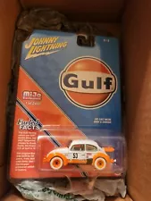 JOHNNY LIGHTNING MIJO WHITE LIGHTNING GULF 1970 VW BEETLE NEW ON CARD PHENOMENAL