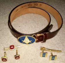 Vintage "Masonic" Items Lot / Quality Belt & Cufflinks Lot / Great buy