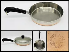 Vintage Pre-1968 Revere Ware Copper Bottom 9" Skillet Frying Pan Double Spout