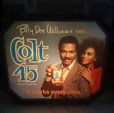 Vintage Colt 45 Billy Dee Williams Lighted Beer Bar Sign Malt Liquor Man Cave