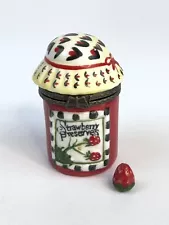 Porcelain Hinged Trinket Box Strawberry Preserves Jar With Strawberry