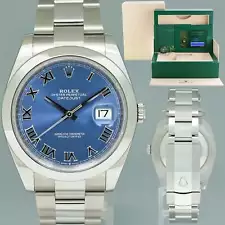 2024 NEW PAPERS Rolex DateJust 41 Steel 126300 Azzurro Blue Roman Oyster Watch