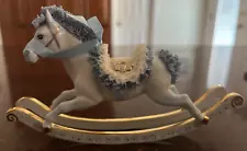 Irish Dresden Blue Rocking Horse Figurine Never Displayed