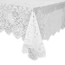 White Lace Tablecloth for Rectangular Tables, Vintage Style for Wedding, 60x97"