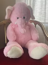 Jumbo PLUSH Stuffed Pink Elephant 40" Long/Tall Nice!