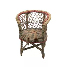 Vintage Straw Rattan Boho Tabletop Chair