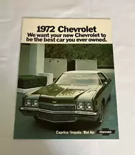 1972 Chevrolet Chevy Impala Caprice Bel Air 20-page Car Sales Brochure Catalog