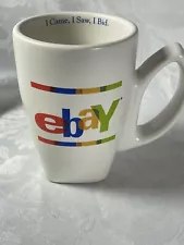 eBay Logo Coffee Mug "I Came, I Saw, I Bid" 10 ounce Made In USA 4 3/4" high