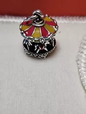 James Avery Retired Enamel 3D Carousel Spinning Charm Silver NIB