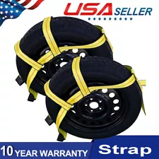 2 Pack Tow Dolly Straps Adjustable Two Dolly Wheel Net Tire Flat Hook Car Basket