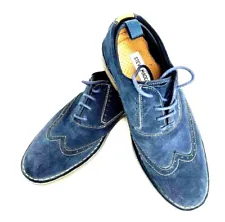 Steve Madden Men's Stark Blue Leather Suede Lace-Up Wingtip Shoes. Size 7M