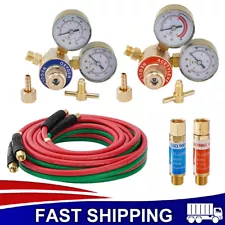 Oxygen and Acetylene Regulator Set 1/4"×25Ft Hose Welding Gas Gauges Pair