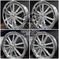 4-Infamous Racing Wheels EL CHAPO Brush Face/Chrome Lip 24x9 & 24x11 5x139.7 NEW